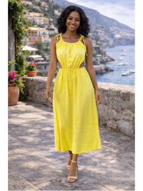 Women's CHOIES Yellow Maxi Dress Size S Summer